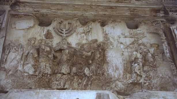 Relief adorning the Arch of Titus in Rome. Clear evidence for the Jewish people's long history in the Holy Land is sitting there for all to see in the heart of one of the world's most visited cities.