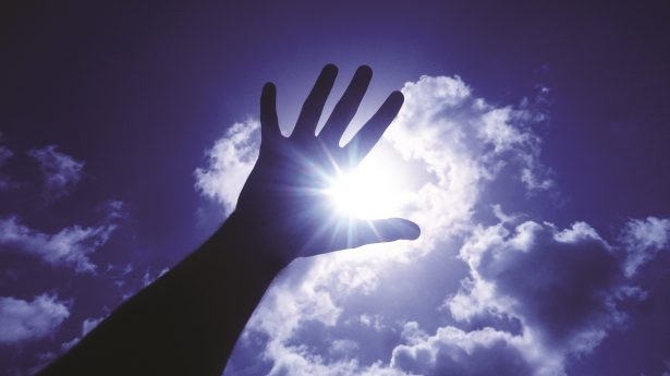 Hand, Himmel, Sonne