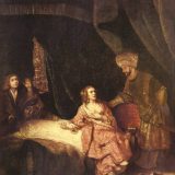 Joseph wird von Potifars Frau beschuldigt. (Original von Rembrandt)