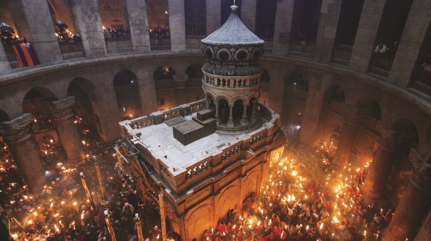 Orthodox Christian worshippers take part in the Holy Fire ceremony at the Church of the Holy Sepulchre, traditionally believed to be the burial site of Jesus Christ, in Jerusalem's Old City during the Easter holiday. April 15, 2017. Photo by Sliman Khader/Flash90