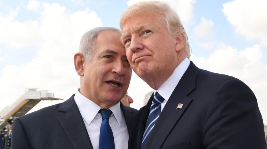 US President Donald Trump with Israeli Prime Minister Benjamin Netanyahu prior to Trump departure to Rome at the Ben Gurion International Airport in Tel Aviv on May 23, 2017.