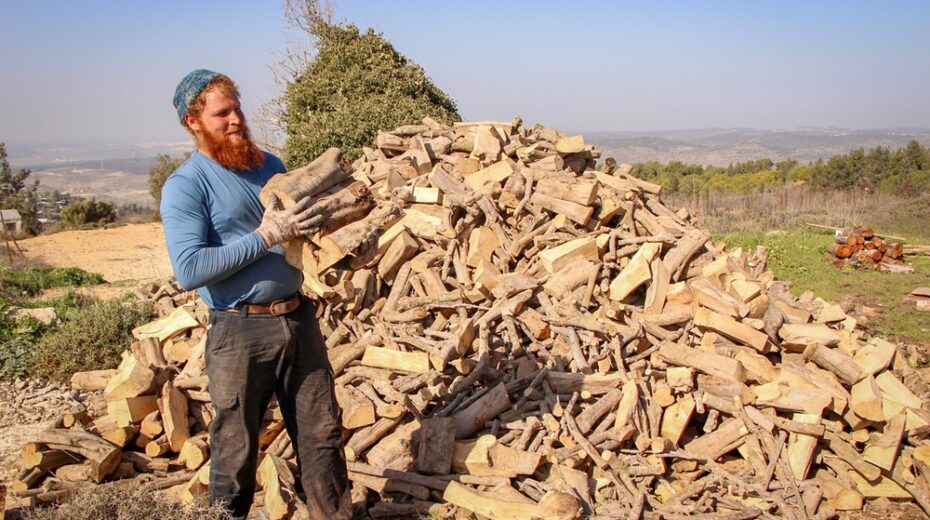 Israel’s Winter Has Been Cold, But Not Wet Enough A Jewish settler cuts wood for the winter