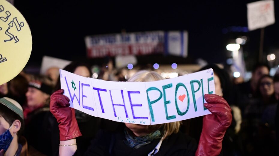 Israelis protest against the Green Passport in Tel Aviv
