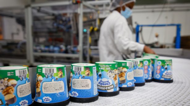 Workers at the Ben and Jerry's factory near Kiryat Malakhi as the ice cream boycott continues to stir up more that sweet dreams for the company on July 21, 2021.