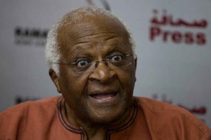 South Africa's Desmond Tutu, Archbishop and Nobel Peace Prize laureate, speaks during a press conference in Gaza City in 2008.