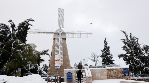 The famous windmill in near the walls of Jerusalem's Old City.