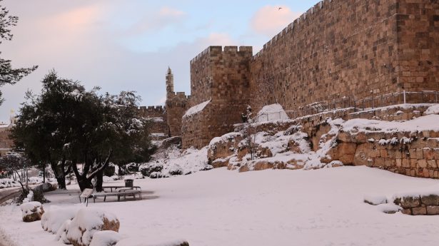 There's no sight quite like the walls of Jerusalem covered in snow.