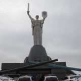 View of the Motherland Monument in the city of Kiev in Ukraine.