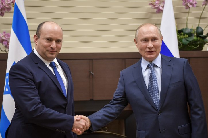 Israeli Prime Minister Naftali Bennett meets with Russian President Vladimir Putin in Moscow on October 22, 2021.