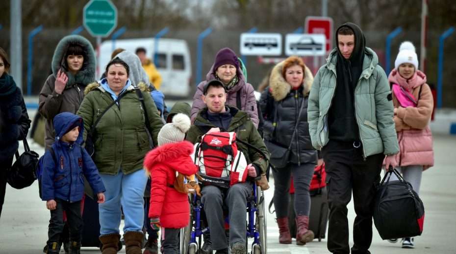 Refugees from Ukraine cross the border into neighboring Moldova amidst and ongoing Russian onslaught against their country.