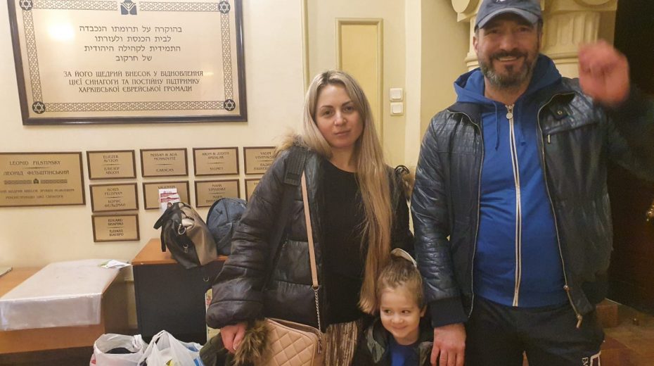 Refugees at the central synagogue in Kharkiv, Ukraine.