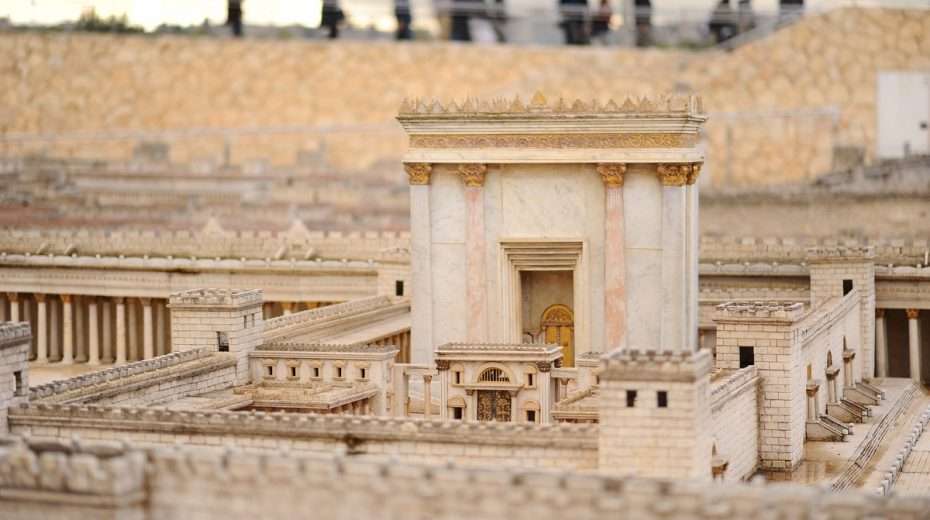 A model of the Second Temple in Jerusalem, sacked by the Romans in 70 AD, its sacred treasures carried off and buried beneath what is now the Vatican.