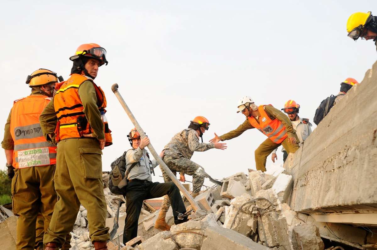 Israeli and American military forces train together to confront the next natural disaster.