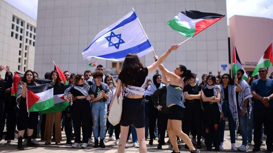 Flag dance at Tel Aviv University campus.