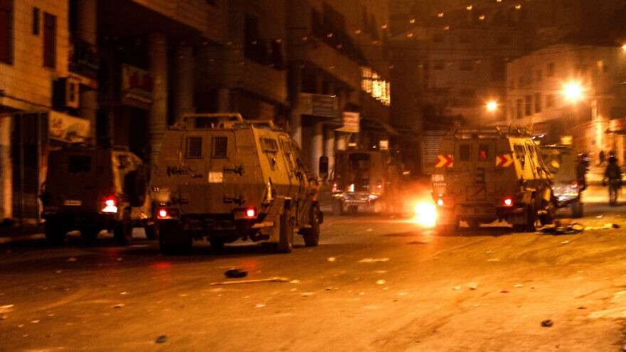 Palestinian demonstrators clash with Israeli soldiers near Joseph's Tomb in Nablus/Shechem early on Oct. 17, 2019, as thousands of Jews visit the grave during Sukkot.