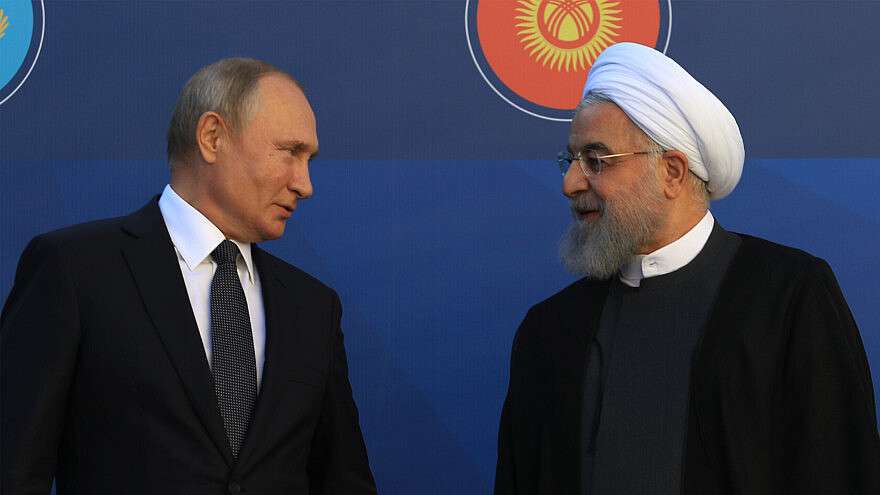 Israel Watches Warily as Russia, Iran Build Stronger Ties Russian President Vladimir Putin and Iranian President Hassan Rouhani in Yerevan, Armenia, to take part in the Supreme Eurasian Economic Council on Oct. 1, 2019.