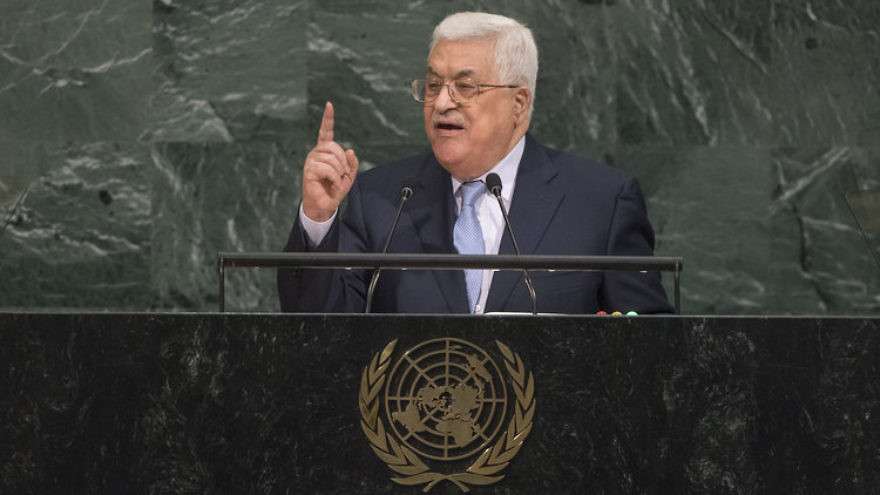 Palestinian Authority President Mahmoud Abbas addresses the general debate of the United Nations General Assembly, Sept. 20, 2017.