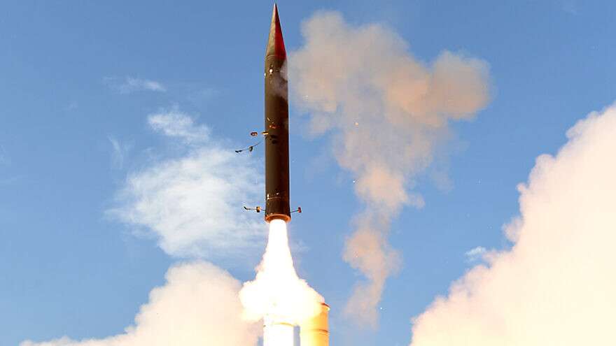 An illustration of the Arrow-3 missile interceptor.