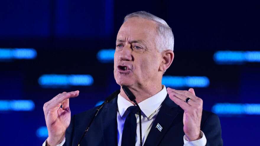 Israeli Defense Minister Benny Gantz at the launch in Tel Aviv of his National Unity Party's election campaign, Sept. 6, 2022.