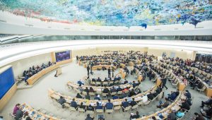 Sondersitzung des Menschenrechtsrats zur "Verschlechterung der Menschenrechtslage in den besetzten palästinensischen Gebieten, einschließlich Ost-Jerusalem". Büro der Vereinten Nationen in Genf - 18. Mai 2018.