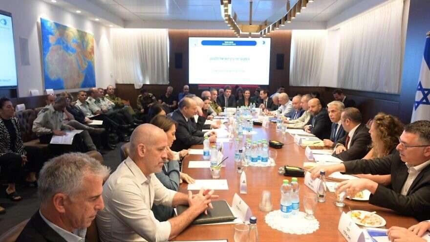 Israel’s security cabinet votes in favor of a maritime and gas agreement with Lebanon that was mediated by the United States, October 12, 2022.