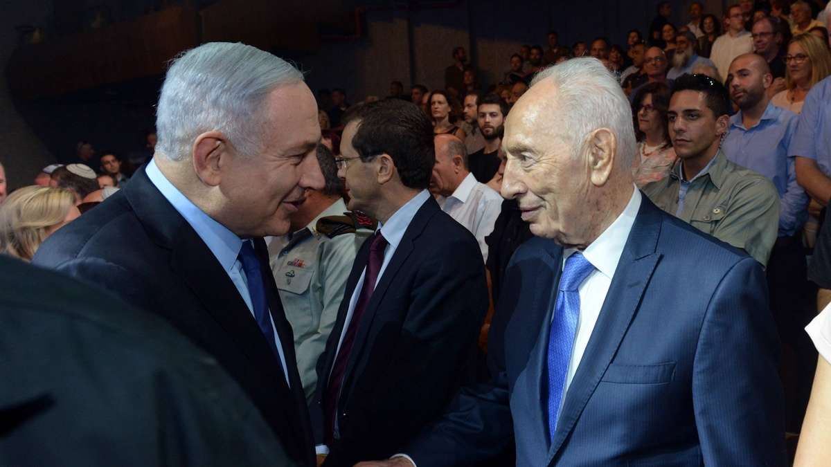 Benjamin Netanyahu and Shimon Peres in 2016. What are today firmly left-wing or right-wing parties weren't always so. Israel's political landscape has changed much as its geopolitical situation has shifted.