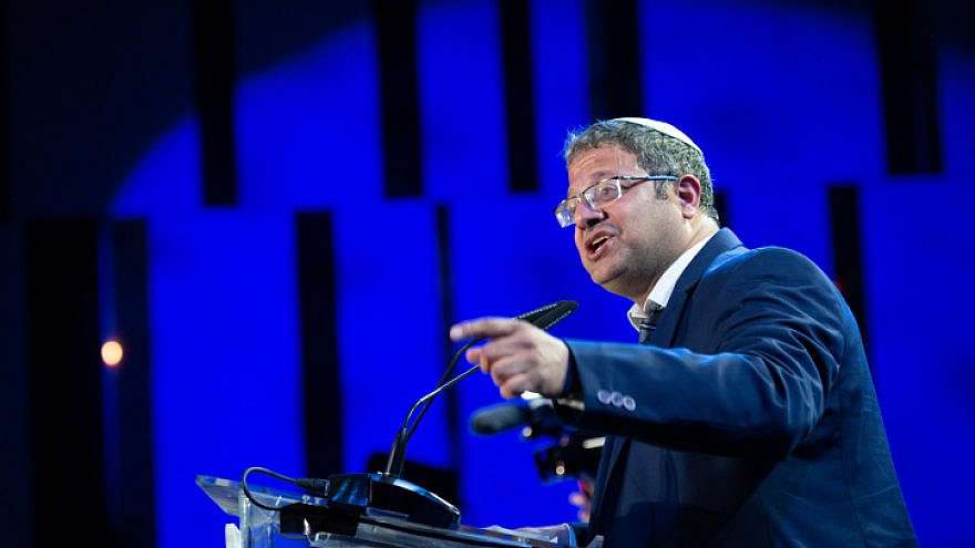 Itamar Ben-Gvir of Otzma Yehudit speaks on election night at the Religious Zionist Party headquarters in Modi'in, March 23, 2021.