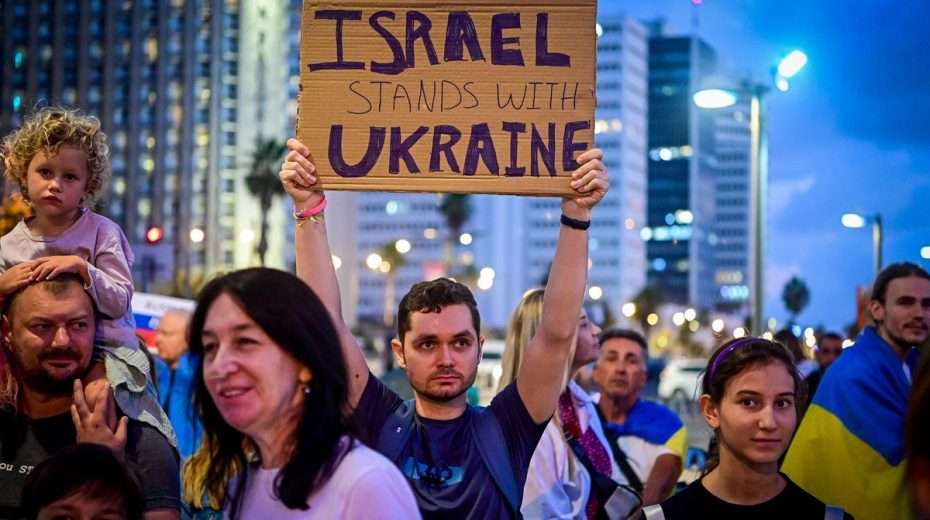 Israelis rally in support of Ukraine in Tel Aviv last week.