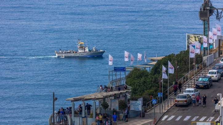An Israel Navy vessel on the border between Israel and Lebanon.