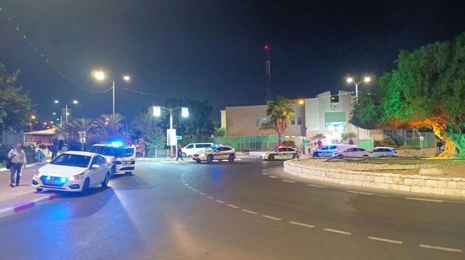 The scene of the attempted terrorist attack at the entrance to Ma'ale Adumim near Jerusalem.