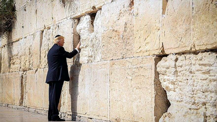 Donald Trump at the Western Wall in Jerusalem, the first US president to ever pray at Judaism's holiest site.