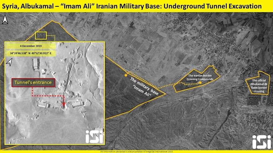 Ein Tunnel, der auf dem iranischen Militärstützpunkt Imam Ali in der Nähe von Abu Kamal, Syrien, nahe der irakischen Grenze gegraben wird. Bild: ImageSat International.