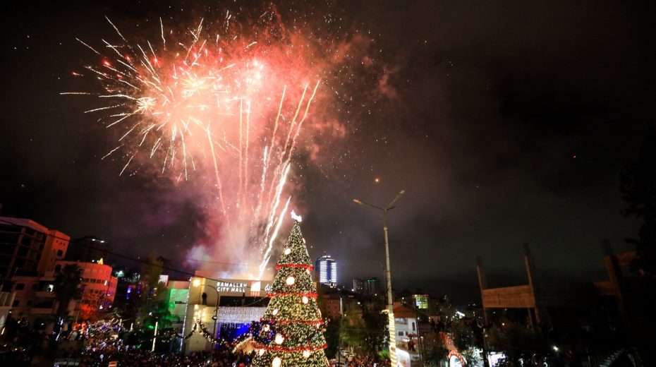 Christmas fireworks over Bethlehem.