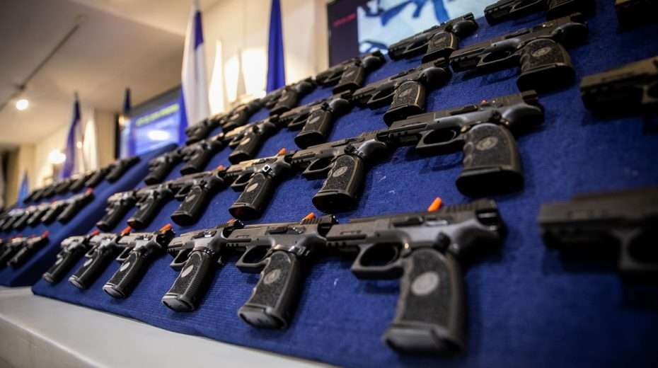 Illustration. Illegal weapons seized during a previous police raid.