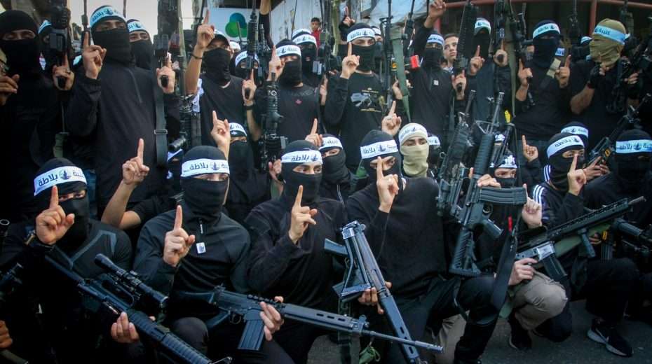 Heavily-armed Palestinian gunmen in Nablus (Shechem), where they routinely attack Jewish worshippers visiting the tomb of the biblical patriarch Joseph.
