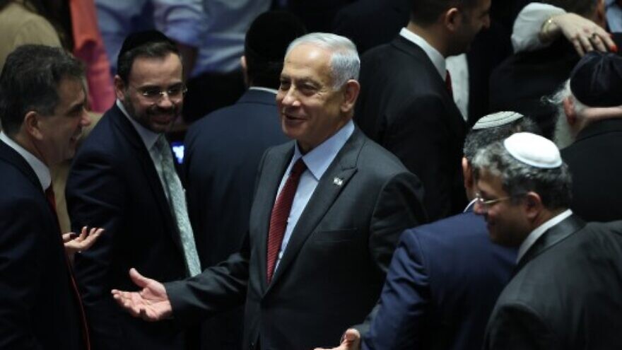 Benjamin Netanyahu during a plenum session in Israel's parliament. Dec. 13, 2022.