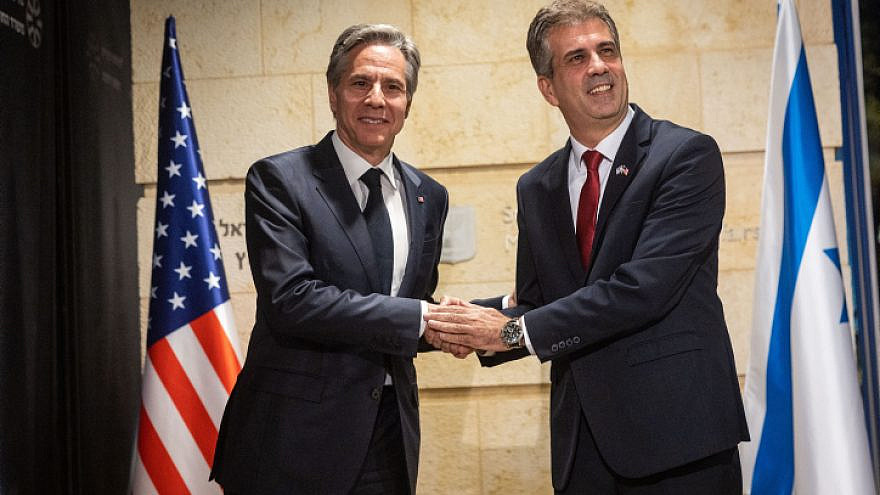 U.S. Secretary of State Antony Blinken (left) and Israeli Foreign Minister Eli Cohen at the ministry in Jerusalem, Jan. 30, 2023.