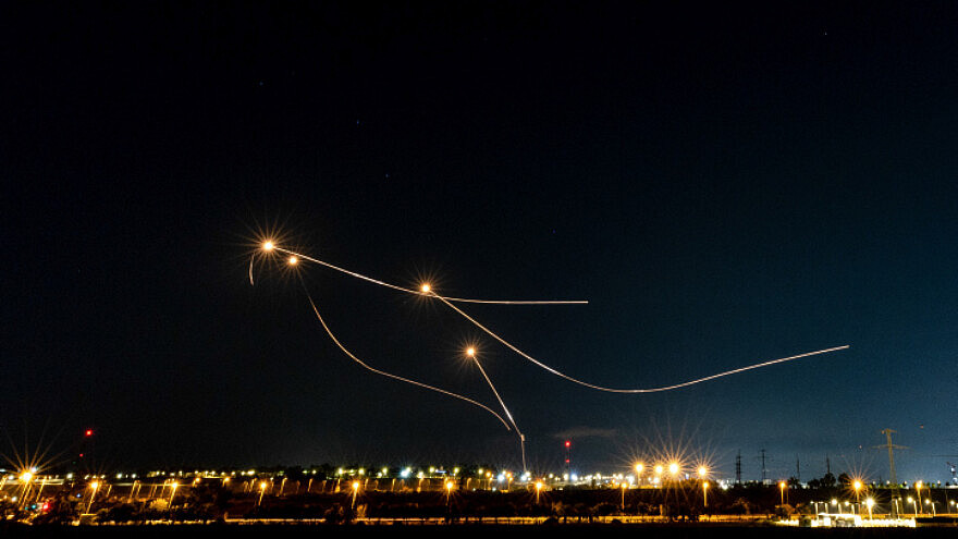 Israel's Iron Dome intercepts rockets from Gaza during a barrage last August.