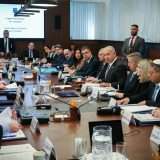 Israeli Prime Minister Benjamin Netanyahu leads a Cabinet meeting at the Prime Minister's Office in Jerusalem on Feb. 12, 2023.