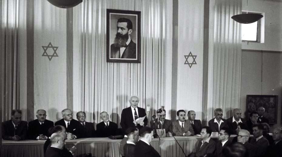 Israel Rethinks Its Identity David Ben-Gurion reads out Israel's Declaration of Independence from Tel Aviv on May 14, 1948. Photo by KLUGER ZOLTAN/GPO