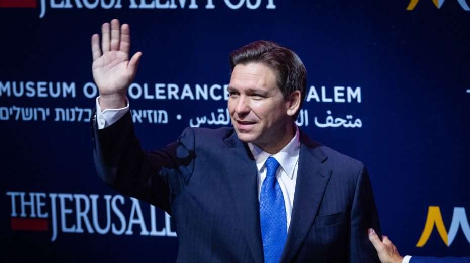 Florida Governor Ron DeSantis in Jerusalem on Thursday. Photo by Yonatan Sindel/Flash90