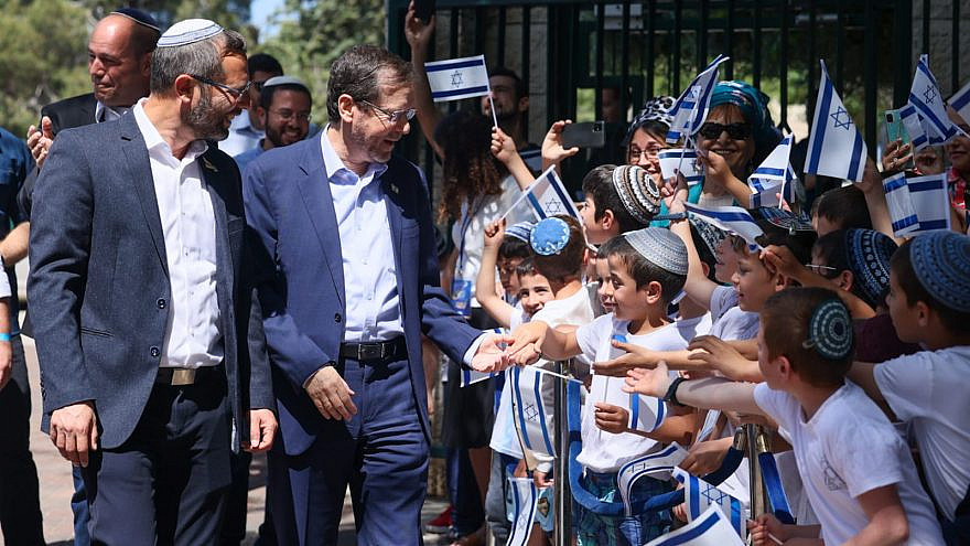 “This Is Israel’s Heartland,” Declares Herzog During “West Bank” Visit President Isaac Herzog visits the Binyamin region, May 9, 2023. Photo by Sivan Shachor/Binyamin Regional Council.