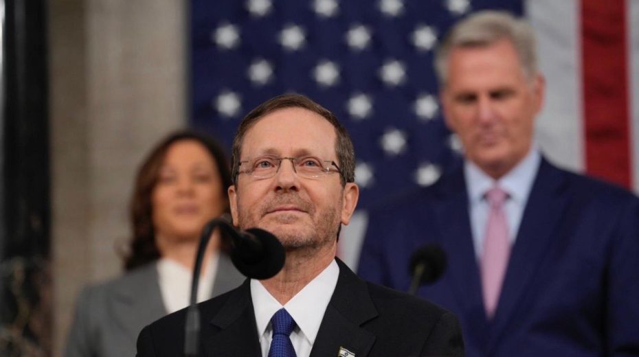 American Jewish groups celebrate Herzog’s speech to Congress Israeli President Isaac Herzog addressing a joint session of the US Congress on July 19, 2023. Photo by Chris Kleponis/GPO