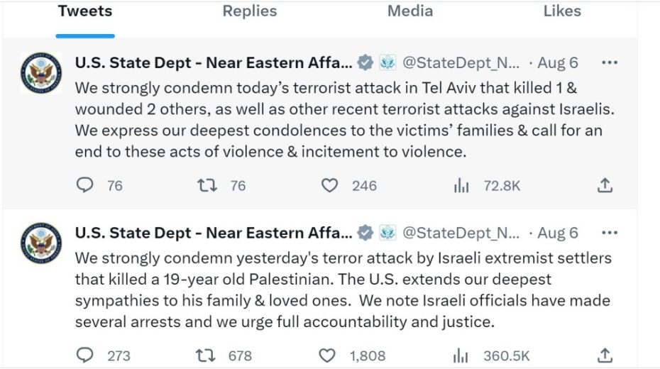 Washington Arbitrarily Accuses Israeli Jews of Terrorism