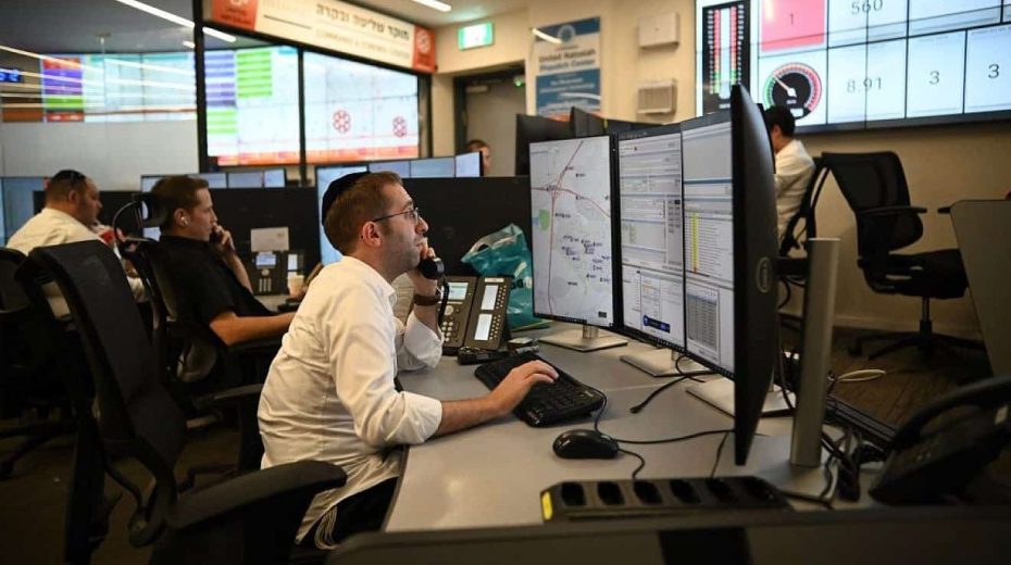 Israeli aid team in Morocco saves lives The United Hatzalah situation room in Jerusalem on Sept. 18, 2023. Photo by Yoav Dudkevitch/TPS.