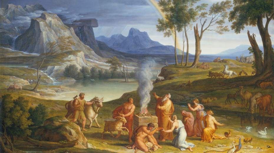 Violence, evil inclination and the image of God Noah offers a sacrifice - by Koch and Schick 1803 - public domain - Städel Museum, Frankfurt am Main CR