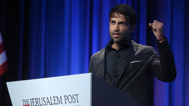 Mosab Hassan Yousef speaks at the annual Jerusalem Post Conference held in New York City, USA. May 22, 2016. Photo by Marc Israel Sellem/POOL