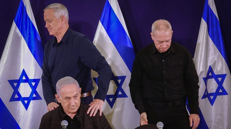 Netanyahu reaffirms Israel to have security control of post-war Gaza Israeli Prime Minister Benjamin Netanyahu, Defense Minister Yoav Galant, and War Cabinet Minister Benny Gantz hold a joint press conference at the Ministry of Defense, in Tel Aviv on Nov. 11, 2023. Photo by Marc Israel Sellem/POOL.