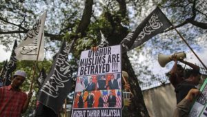 Demonstration against China's mistreatment of Muslim Uighurs in Xinjiang province near the Chinese Embassy in Kuala Lumpur, Malaysia, on December 27, 2019. EPA-EFE/FAZRY ISMAIL