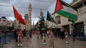 Christmas parade in Bethlehem. The Palestinians have tried hard to claim Jesus as one of their own, and many Christians in the West have bought the lie. Photo by Wisam Hashlamoun/Flash90